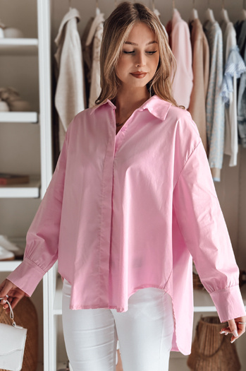 Damen Shirt in Übergröße mit längerem Rücken BLUOSIZE rosa Dstreet DY0459