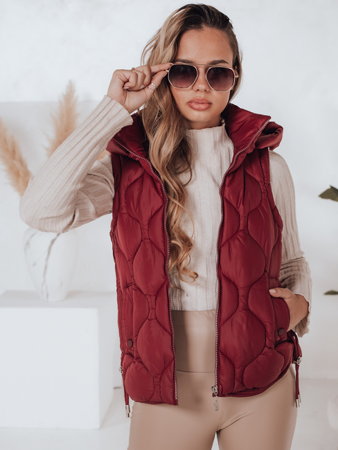Damen Steppweste mit Kapuze MISSVEST burgundy Dstreet TY5017