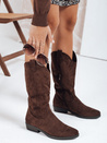 Damen Wildleder Cowboy Stiefel braun Dstreet ZY1094