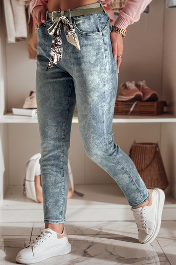 Damen Denim Slim Fit Hose mit Gürtel FLORETTA blau Dstreet UY2490