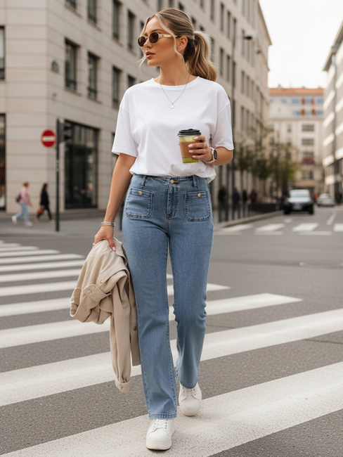 Damen Jeans mit weitem Bein und hoher Taille blau Dstreet UY2867