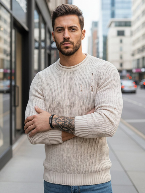 Herren Klassische Pullover Farbe Beige DSTREET WX1992