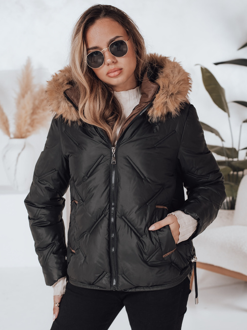 Damen Winterjacke COLDLIKE gesteppt mit Kapuze schwarz Dstreet TY5001