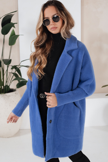 Damen Mantel Alpaka Imitat RITA II Blau Dstreet NY0627