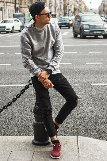 Herren Sweatshirt Hellgrau Dstreet BX3354