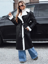 Damen Wintermantel CHICFROST lang schwarz Leder Dstreet TY4991