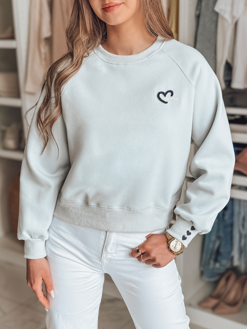 Damen Sweatshirt in Übergröße mit gestickten Herzen MONLOVE blau Dstreet BY1509