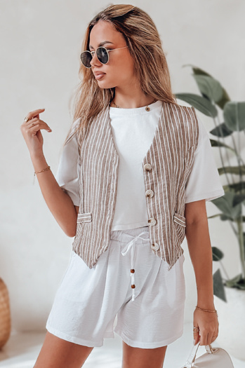 Damen SUMMER TRIP Stoff Shorts weiß Dstreet SY0438