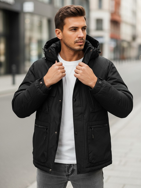 Herren Winterjacke mit Kapuze schwarz Dstreet TX5108