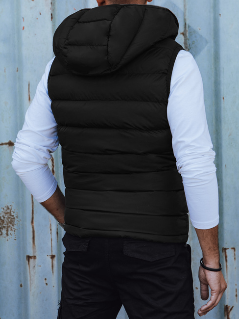 Herren Steppweste mit Kapuze schwarz Dstreet TX4750