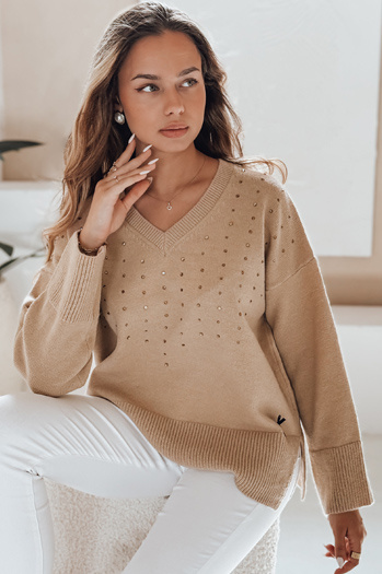 amski Pullover mit V-Ausschnitt VERALIA camel Dstreet MY2518