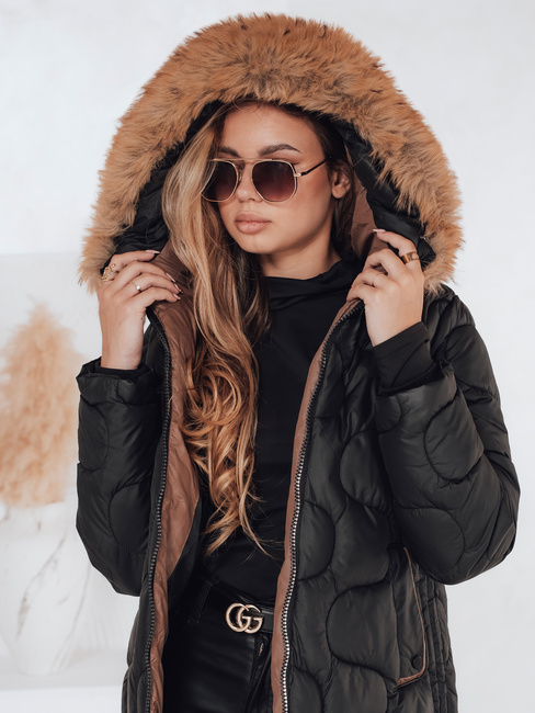 Damen Winterjacke VIRELIA gesteppt mit Kapuze schwarz Dstreet TY4937