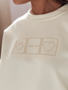 Damen Sweatshirt in Übergröße mit Stickerei EASYJOY ecru Dstreet BY1515