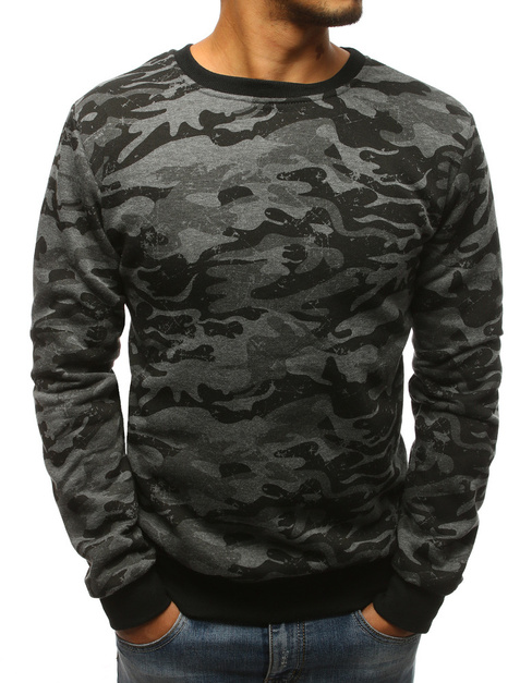 Herren Sweatshirt ohne Kapuze mit Motiv Schwarzgrau BX3677