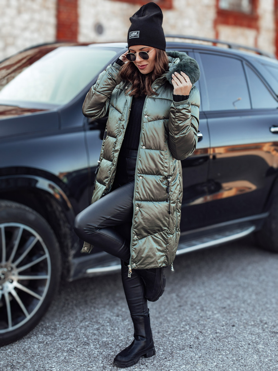 Damen ULTRAWAY gesteppte Winterjacke mit Kapuze grün Dstreet TY4754