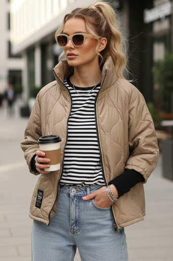 Gesteppte camelfarbene Damen-Übergangsjacke Dstreet TY5543