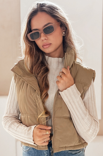 Gesteppte dunkelbeige Damenweste Dstreet TY5196