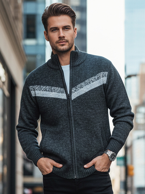 Herren Pullover ohne Knöpfe dunkelgrau Dstreet WX2260z