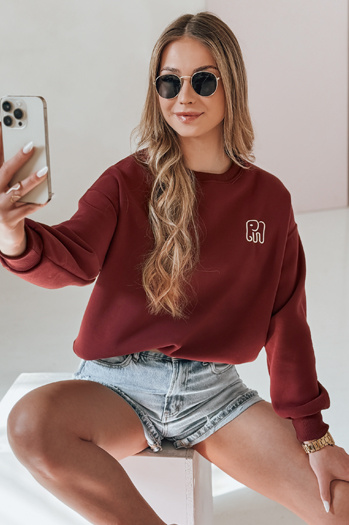 Damen Sweatshirt in Übergröße mit Stickerei SOFTSLON burgund Dstreet BY1430