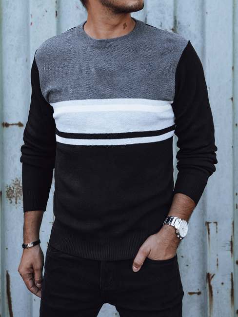 Grauer und schwarzer Herren-Pullover Dstreet WX2206