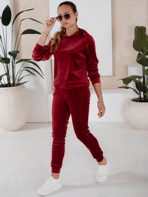 Damen Veloursanzug SO COMFY Farbe Weinrot DSTREET AY0887