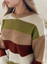 Gestreifter Damen-Pullover CALVENA camel grün Dstreet MY2559