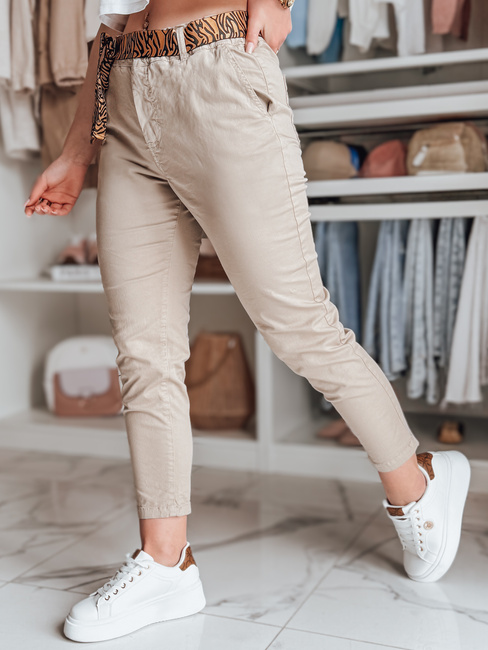 Damen Freizeithose mit Gürtel MADELINA dunkelbeige Dstreet UY2622