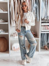 Damen Denim Baggy Hose mit Löchern NOWISTA blau Dstreet UY2426