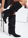 Damenstiefel mit Crinkle Schaft Wildleder schwarz Dstreet ZY1130