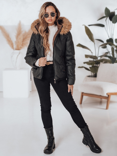 Damen Winterjacke COLDLIKE gesteppt mit Kapuze schwarz Dstreet TY5001