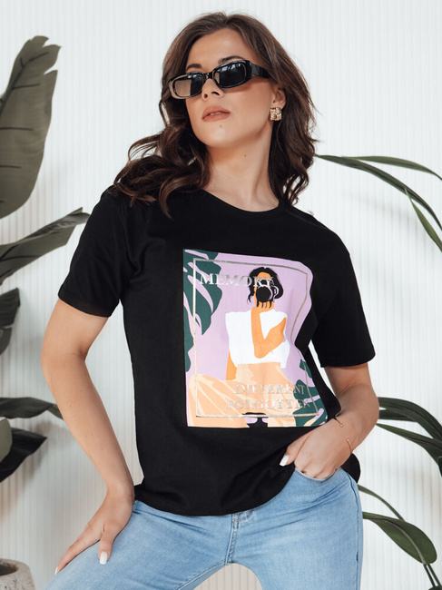 Damen T-shirt mit Aufdruck MEMORY Farbe Schwarz DSTREET RY2628