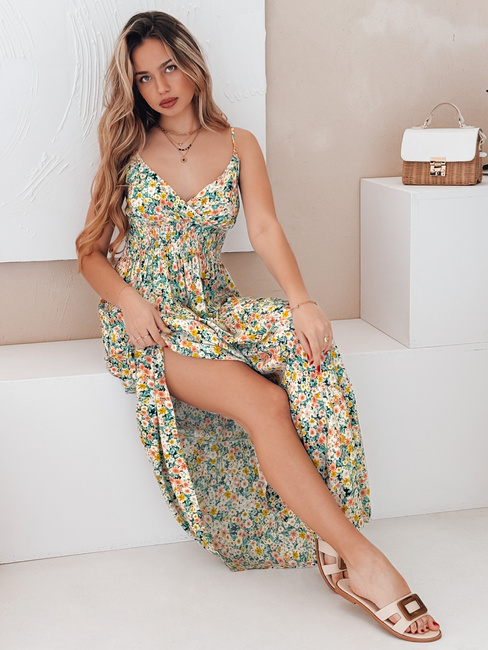 FLORALUSH Maxikleid mit grünen und gelben Blumen Dstreet EY2630