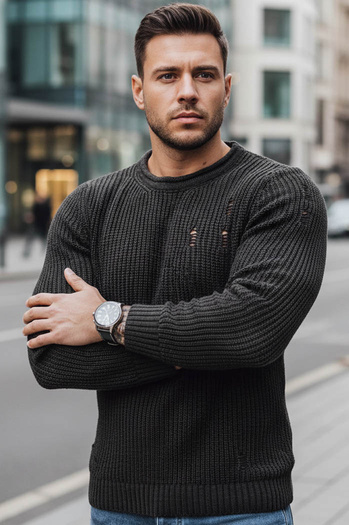 Herren Klassische Pullover Farbe Dunkelgrau DSTREET WX1990