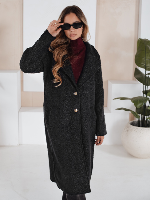 Langer Schafsfellmantel für Frauen schwarz Dstreet NY0754