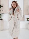 Gesteppte Damen Winterjacke mit Pelz ecru Dstreet TY5078