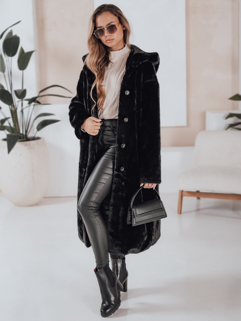 Damen Pelzmantel HELLOCHIC lang schwarz Dstreet TY4986