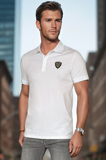 Herren-Poloshirt mit Aufnäher weiß Dstreet PX0648