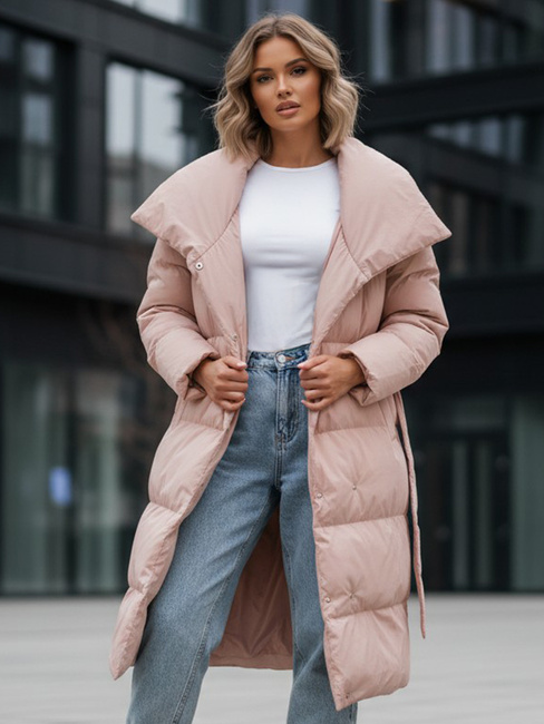 Damen Lange Mantel FAVI Farbe Rosa DSTREET TY3090