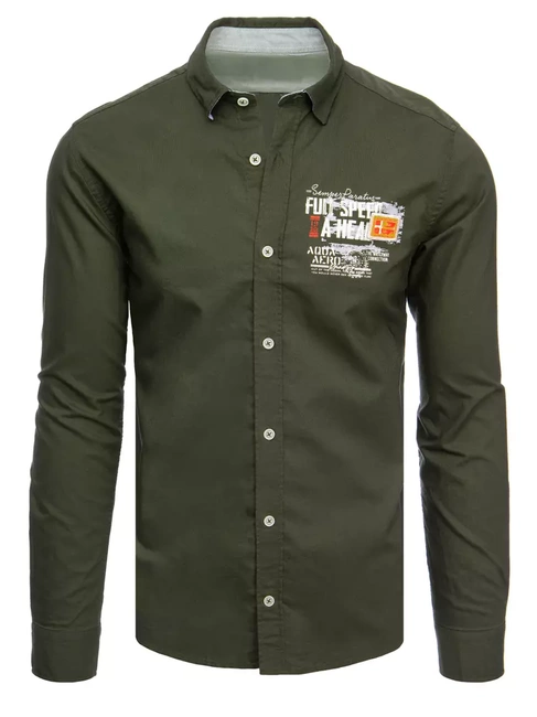 Herren Langarm Hemd Farbe Khaki DSTREET DX2279