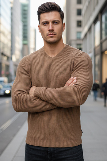 Brauner Herren-Pullover WX2306z