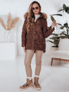 Damen Winterjacke LUMORE gesteppt mit Kapuze braun Dstreet TY5013