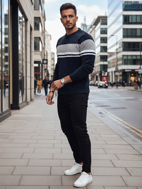 Marineblauer Herren-Pullover Dstreet WX2244z