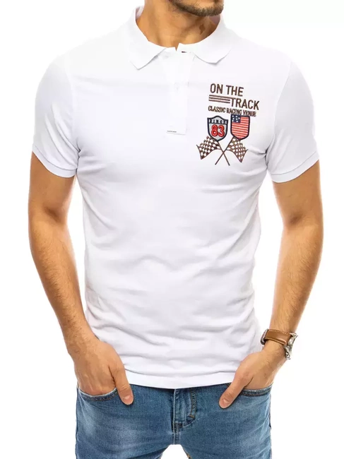 Herren Poloshirt mit Stickerei Weiß Dstreet PX0452