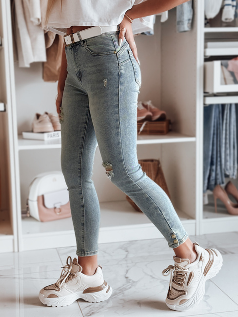 Damen Skinny Jeans Hose mit Gürtel ICONON blau Dstreet UY2465