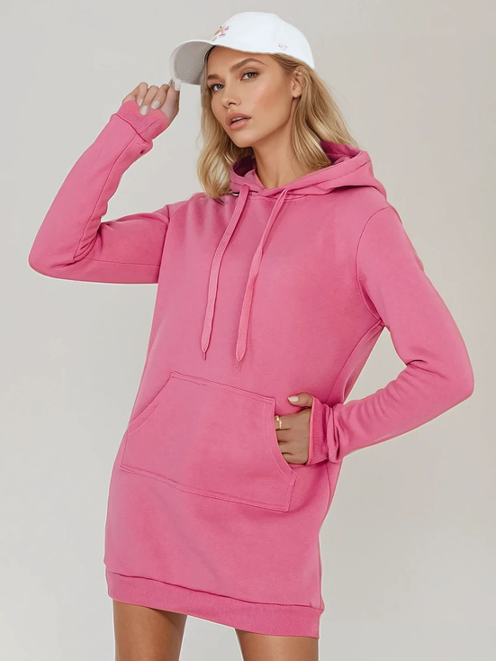 Langer Damen-Kapuzenpullover in Übergröße TIMMY rosa Dstreet EY2560