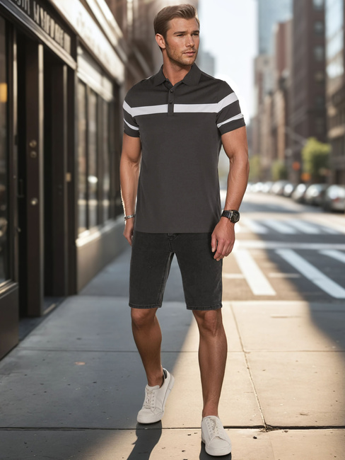 Herren Poloshirt mit Streifen dunkelgrau Dstreet PX0630