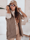 Damen Steppweste mit Kapuze dunkelbeige Dstreet TY5109