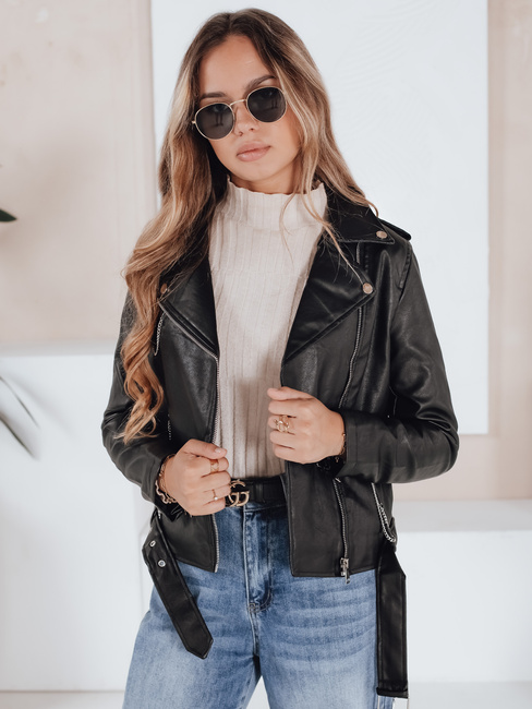 Damen Leder Ramones Jacke schwarz Dstreet TY5200