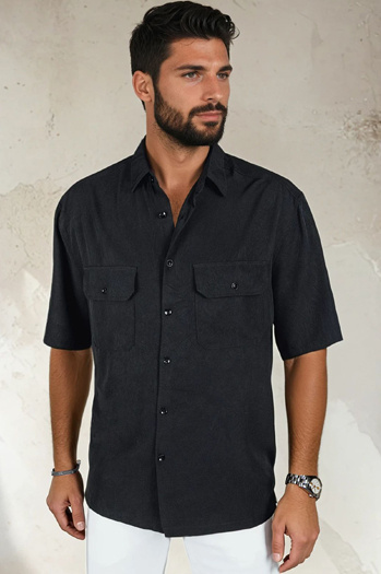 Herren Kurzarmhemd schwarz Dstreet KX1080