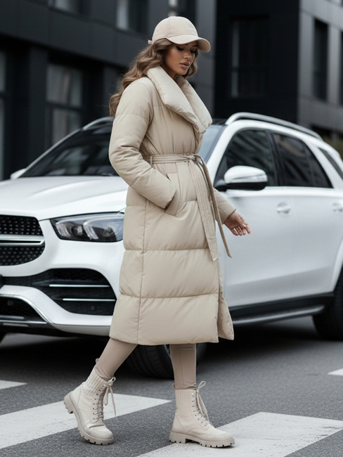 Langer Damen-Winter-Steppmantel FAVI beige Dstreet TY4572